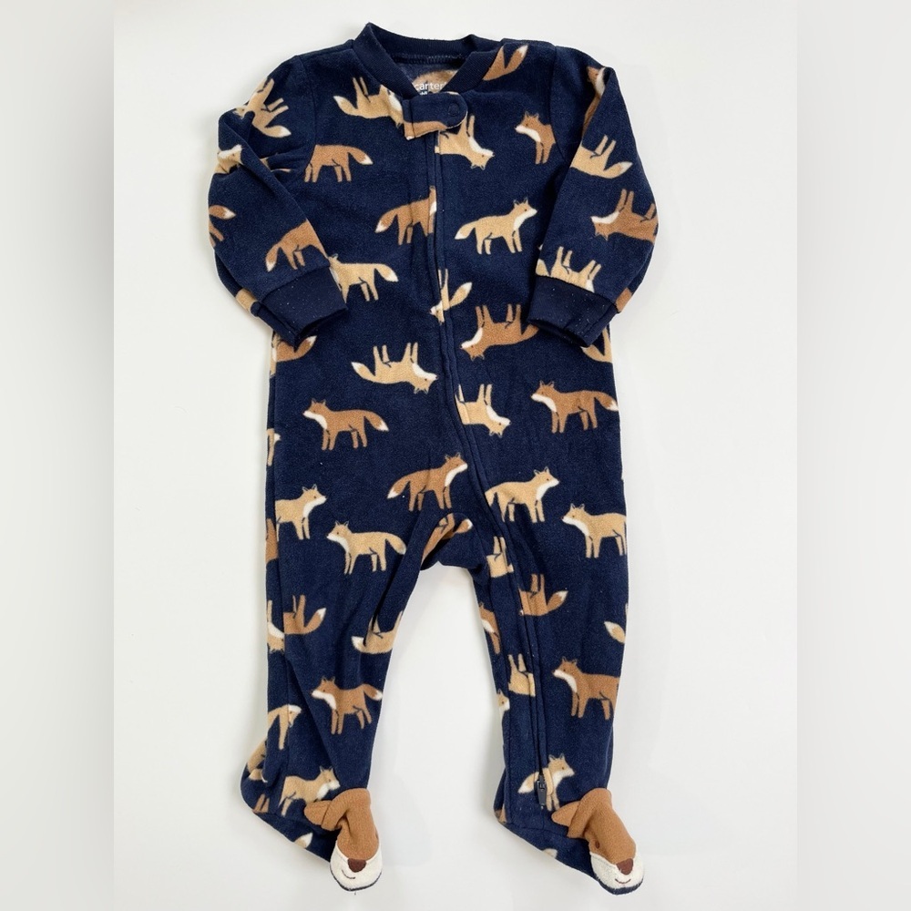 Carter's Navy Blue Fleece Fox Print One Piece